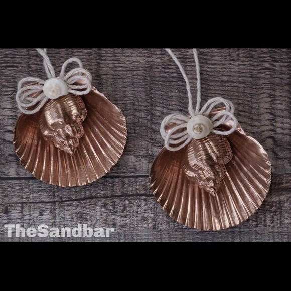 Rose Gold Seashell Ornament Set Natural Shell & Twine Beach Housewarming Gift - Picture 7 of 7